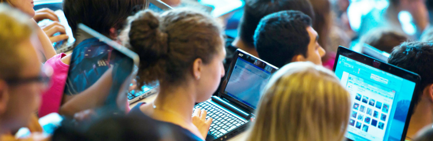 Students studying on a laptop
