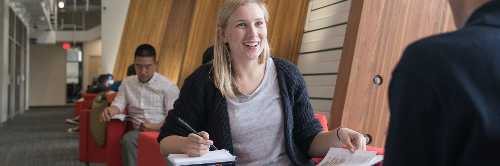 A person sits at a table.