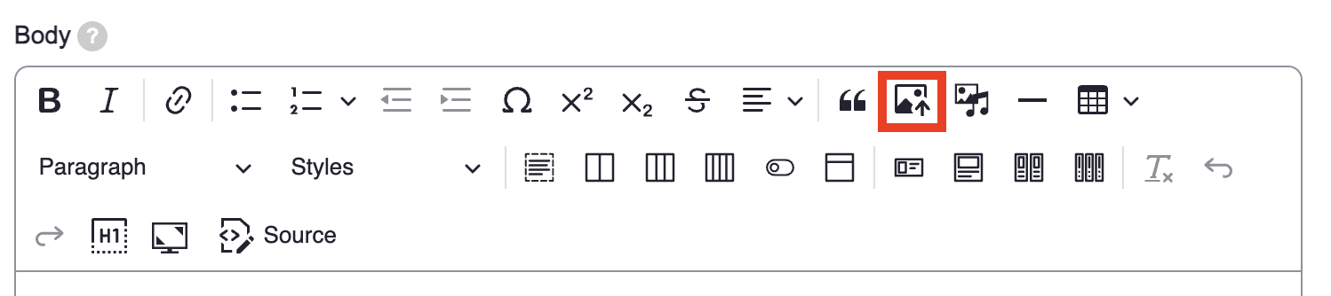 screenshot of the upload image function