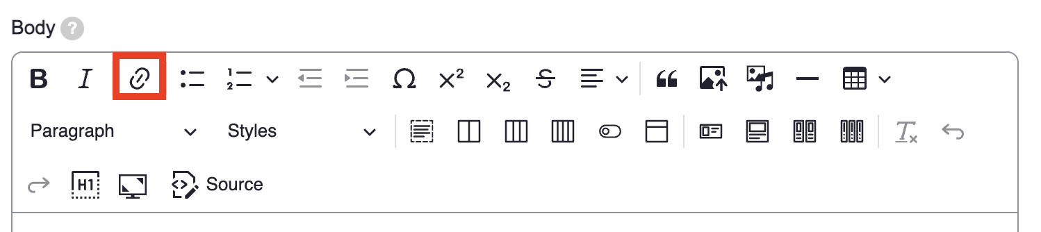 screenshot of the add link function