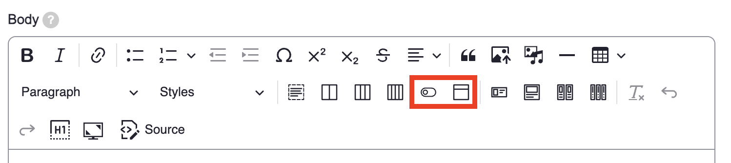 screenshot of the add accordion and toggle all accordion options