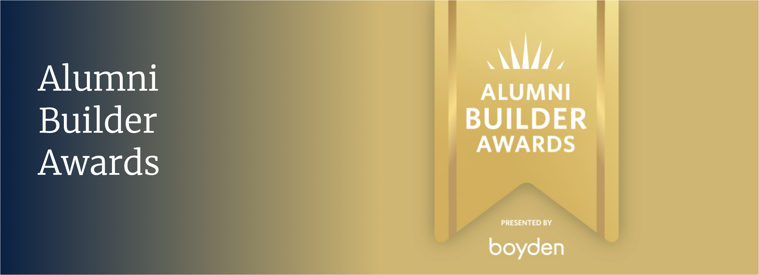 Alumni builder awards graphic banner.