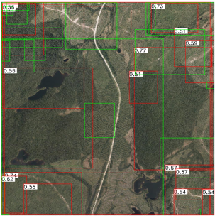 Example of image recognition on an aerial image