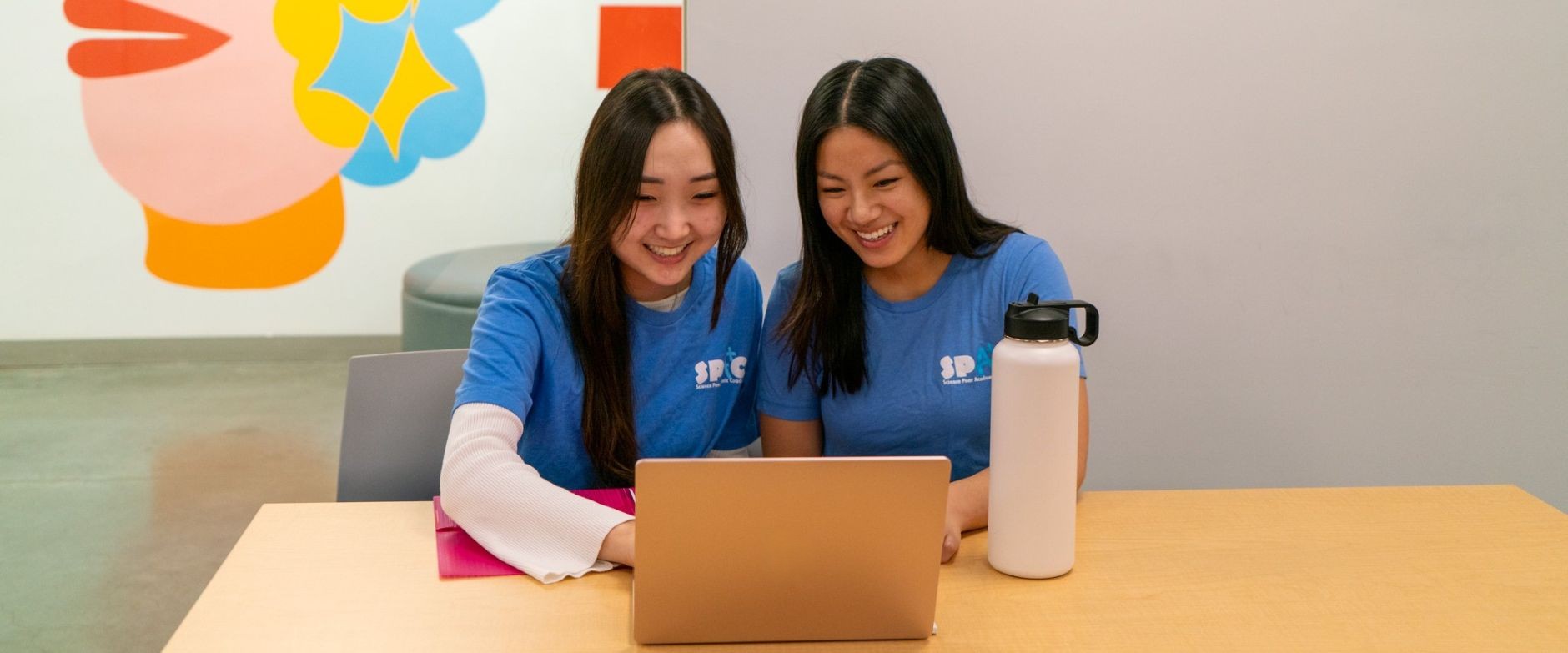 Two coaches looking at a laptop