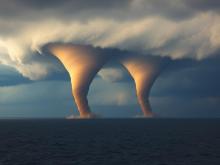 AI generated image of a pair of tornadoes 