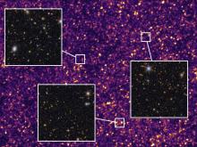 A star feild A far-infrared image from the Herschel Space Observatory overlaid with optical data from the Euclid mission. 